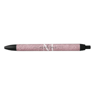 Girl Pink Rose Monogram Glam Glitzer Sparkle Kugelschreiber