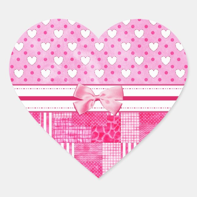 Girl Pink Scrapbook Country Style Herz-Aufkleber (Vorderseite)
