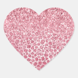Girl Pink Sparkle Glitzer Leopard Print Herz-Aufkleber