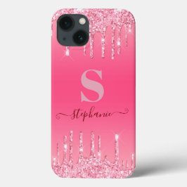 Girl Pink Sparkle Glitzer Monogram Case-Mate iPhone Hülle