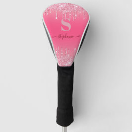 Girl Pink Sparkle Glitzer Monogram Golf Headcover