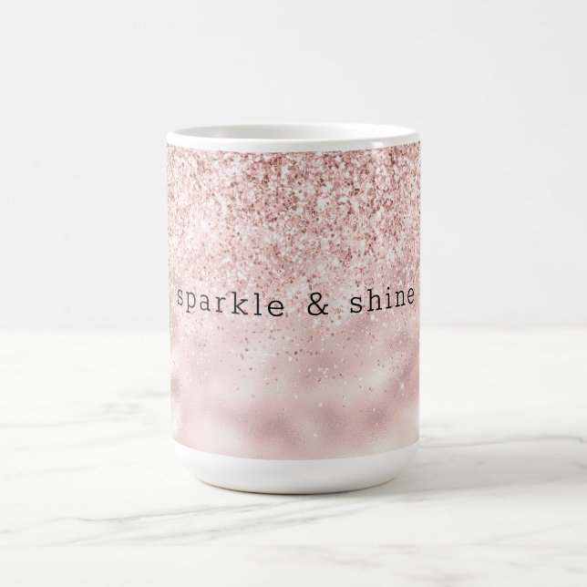 Girl Pink Sparkle Glitzer personalisiert Kaffeetasse (Mittel)