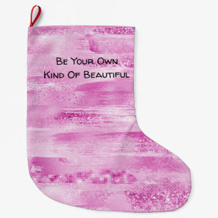 Girl Pink Sparkle Streifen Großer Weihnachtsstrumpf