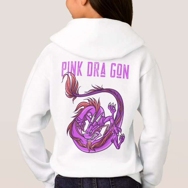 Girl Pink und Pink Dra Gon - Comic Style Dragon Hoodie (Rückseite)