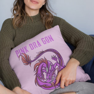 Girl Pink und Pink Dra Gon - Comic Style Dragon Kissen