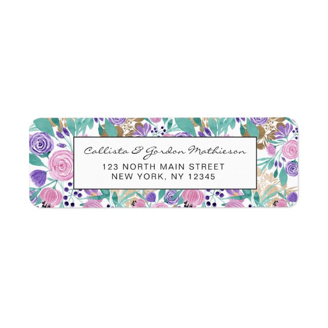 Girl Pink Violet Lila Gold Aquarellfarben Blume (Vorne)