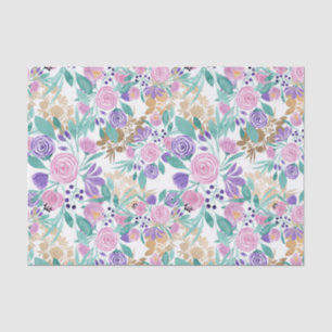Girl Pink Violet Lila Gold Aquarellfarben Blume Seidenpapier