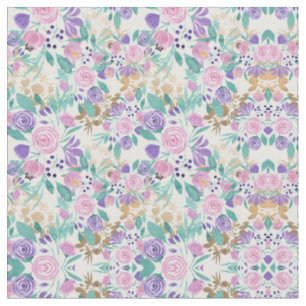 Girl Pink Violet Lila Gold Aquarellfarben Blume Stoff