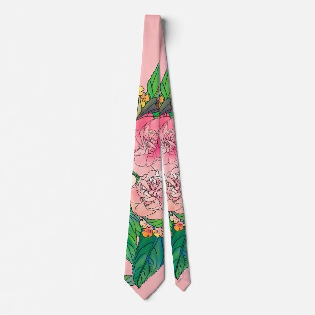 Girl Pink Wasserfarbe Blumenfarbe Handfarbe Krawatte (Vorderseite)