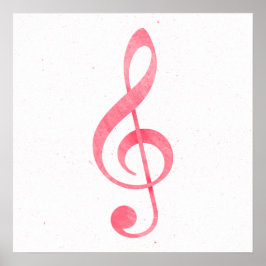 Girl Pink Wasserfarbenmalerei Musiknote Treble Cle Poster