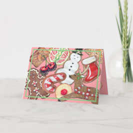 Girl Pink Weihnachtskeks Niedliches Konditorgebäck Feiertagskarte