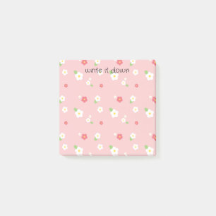 Girl Pink & White Blume schreiben es auf Post-it Klebezettel