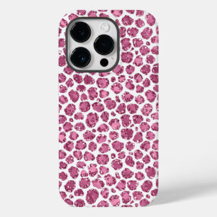 Girl Pink White Glam Glitzer Leopard Print Case-Mate iPhone 14 Pro Hülle