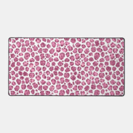 Girl Pink White Glam Glitzer Leopard Print Schreibtischunterlage