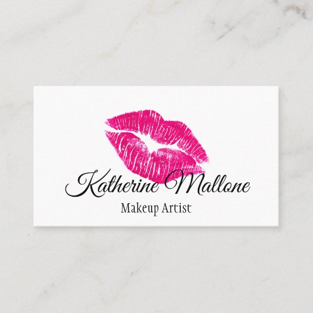 Girl Pink & White Kiss Lips Visitenkarte (Vorderseite)