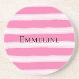 Girl Pink White Stripes Getränkeuntersetzer