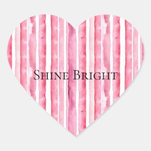 Girl Pink White Stripes Herz-Aufkleber