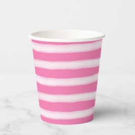 Girl Pink White Stripes Pappbecher