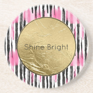 Girl Pink White Zebra Streifen Getränkeuntersetzer