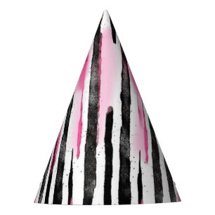 Girl Pink White Zebra Streifen Partyhütchen