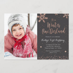 Girl Pink Winter Onederland Einladung