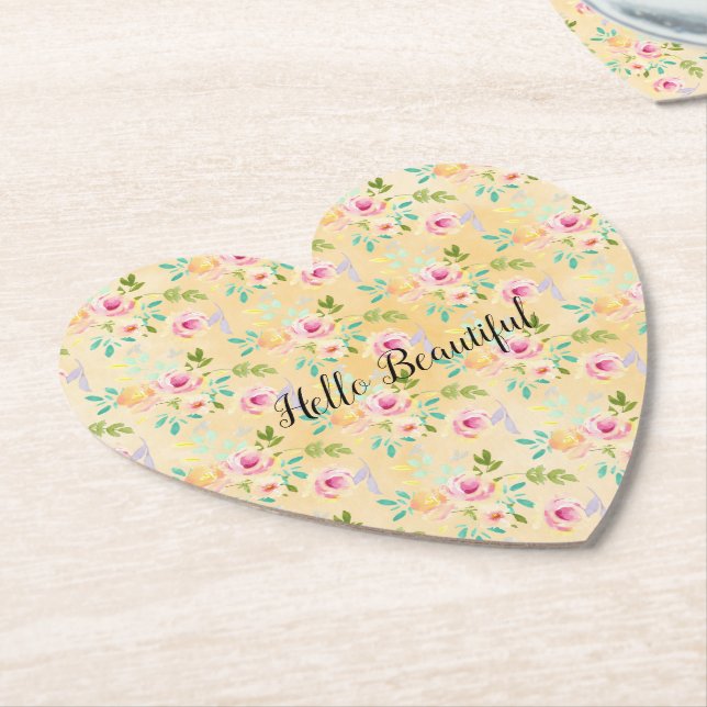 Girl Pink Yellow Floral Untersetzer (angewinkelt)