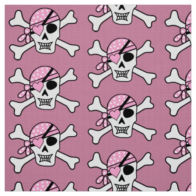 Girl Pirate Skull and Bones Pink Stoff (Muster)