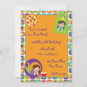 Girl Pizza Party Geburtstag Einladung