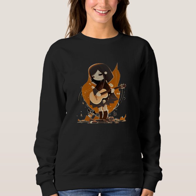 Girl play Guitar Sweatshirt (Vorderseite)