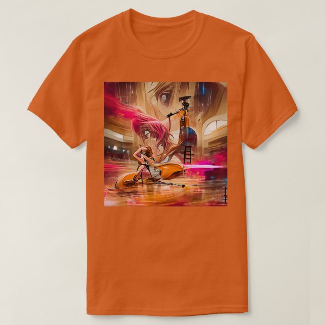 Girl Playing Cello Abstrakte Kunst T-Shirt (Design vorne)