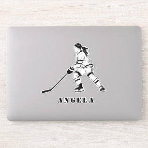 Girl Playing Ice Hockey Team Spieler Mädchengenuss Aufkleber