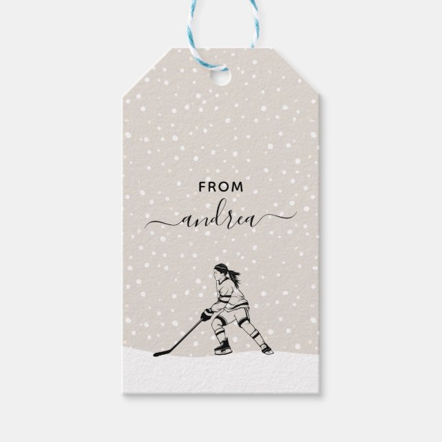 Girl Playing Ice Hockey Team Spieler Mädchenname Geschenkanhänger (Vorderseite)