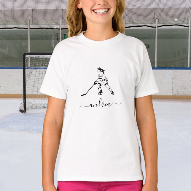 Girl Playing Ice Hockey Team Spieler Mädchenname T-Shirt (Von Creator hochgeladen)