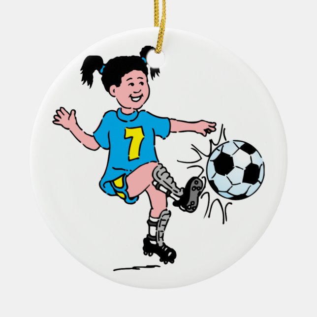 Girl Playing Soccer Keramik Ornament (Vorne)