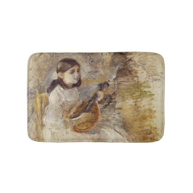 Girl Playing the Mandolin (von Berthe Morisot) Badematte (Vorderseite)