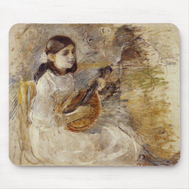 Girl Playing the Mandolin (von Berthe Morisot) Mousepad (Vorne)