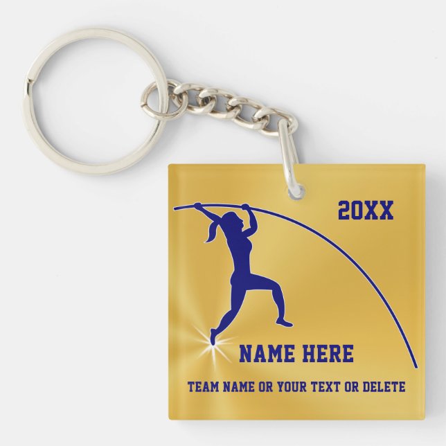Girl Pole Vault Geschenkideen Personalisiert 3 Tex Schlüsselanhänger (Vorderseite)