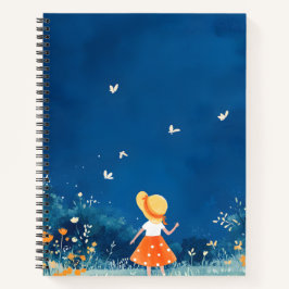 Girl Ponders the Future in a Beautiful Field Notizbuch
