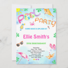Girl Pool Einladung zum Geburtstag