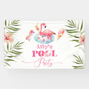 Girl Pool Geburtstagsparty Flamingo Empfang Banner