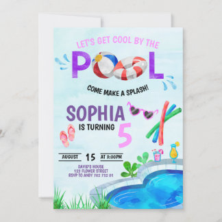 Girl Pool Party Geburtstag Cool vom Pool Summer Einladung