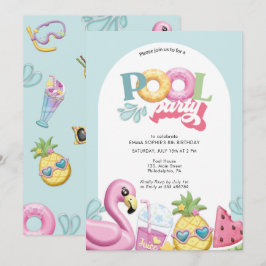 Girl Pool Party Geburtstag Feiertagskarte