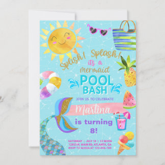 Girl Pool Party, Pool Bash Sommereinladung. Einladung