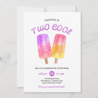 Girl Popsicle Summer 2. Geburtstag Party Einladung