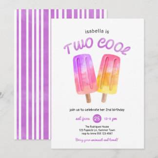 Girl Popsicle Summer 2. Geburtstag Party Einladung