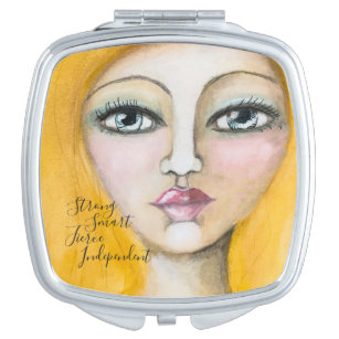 Girl-Portrait Blonde Gelbe Frau Künstlerisch Taschenspiegel