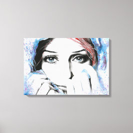 Girl-Portrait Hübsche Augen Wasserfarbene Malkunst Leinwanddruck