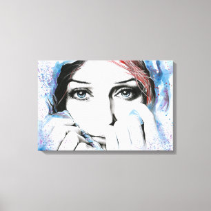 Girl-Portrait Hübsche Augen Wasserfarbene Malkunst Leinwanddruck