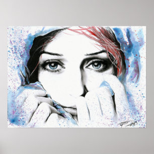 Girl-Portrait Hübsche Augen Wasserfarbene Malkunst Poster