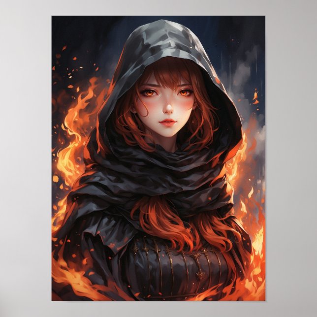 Girl-Poster für Feuerelemente Poster (Vorne)